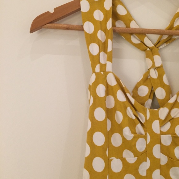 Yellow Polka Dot Halter Dress - Picture 5 of 8